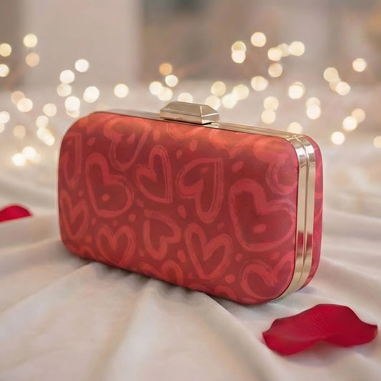 Valentine heart printed Clutch