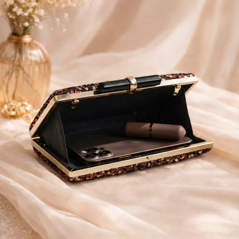 Red Designer Embroidred Clutch
