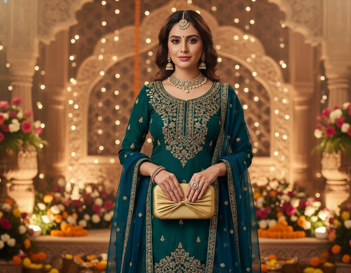 Gold Bow Design Clutch