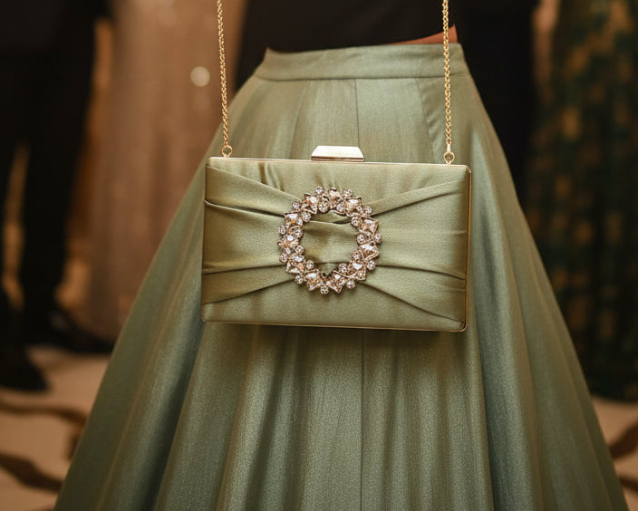 Pista Green Crystal Brochure clutch