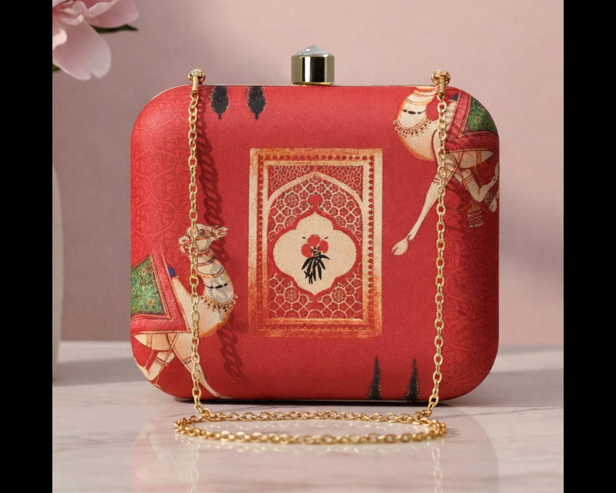 Red Base Art Square Clutch