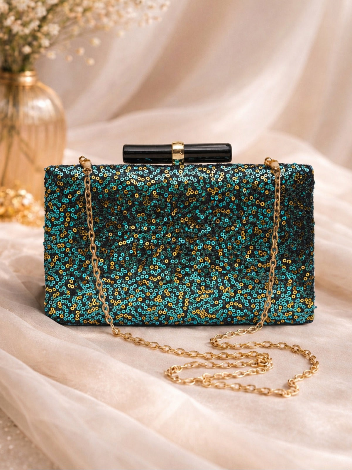 Green party Sequins Clutch