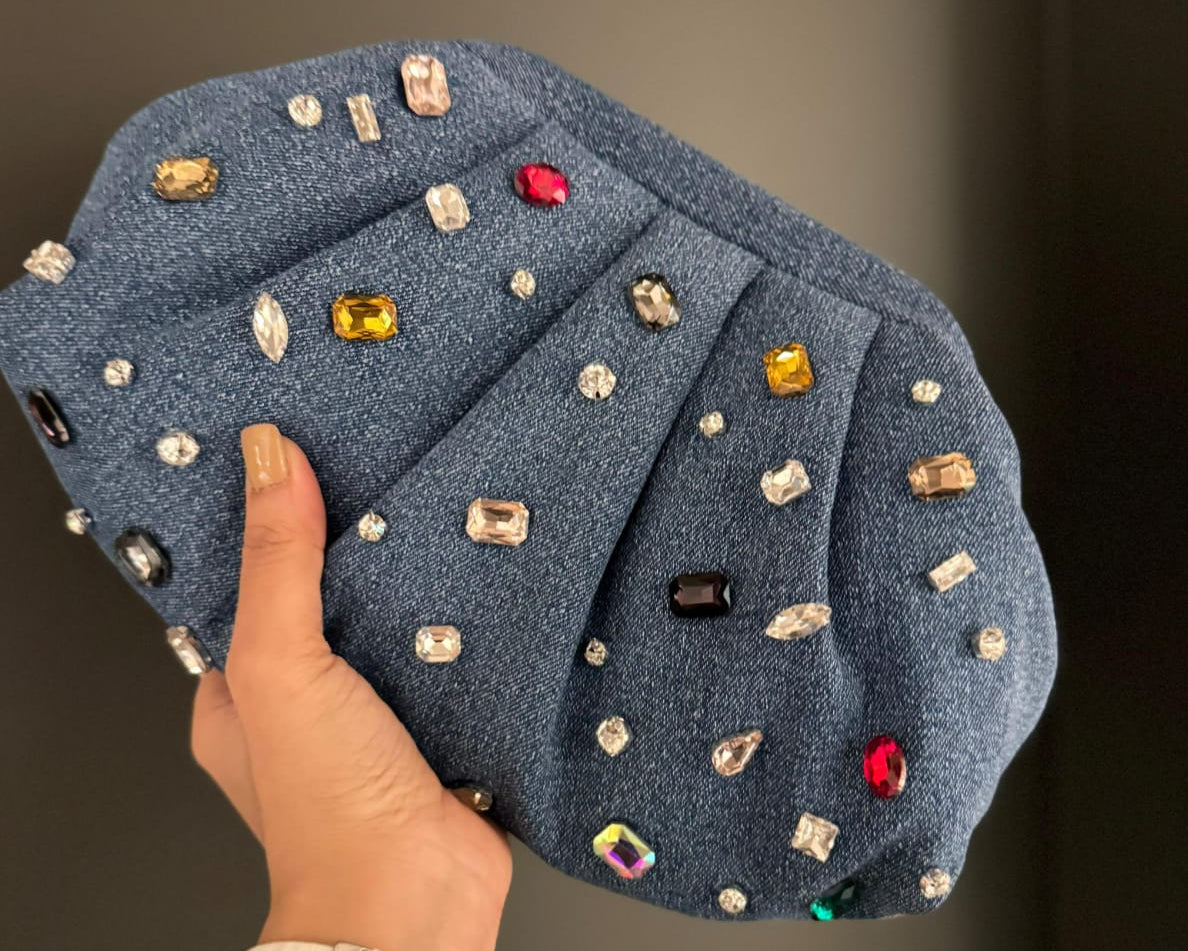 NavyBlue Denim Clutch