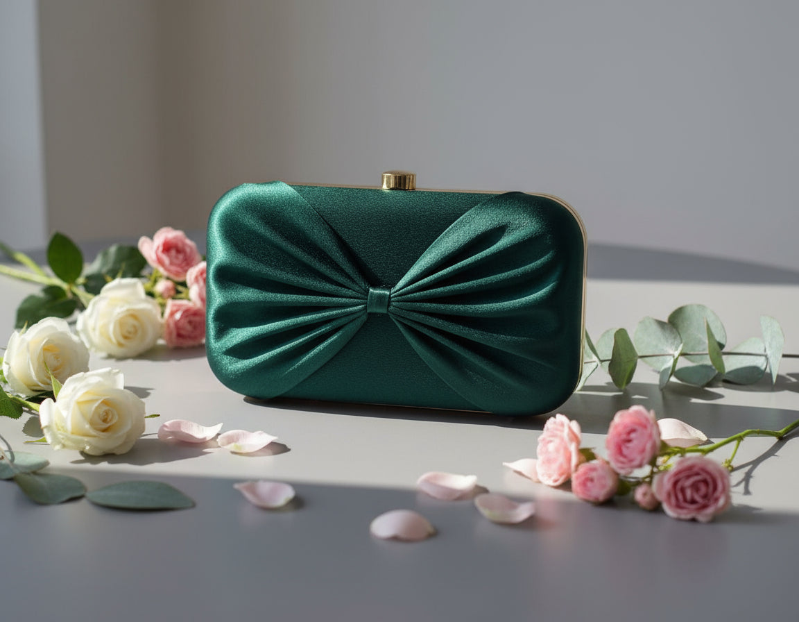 Green Bow Design Clutch
