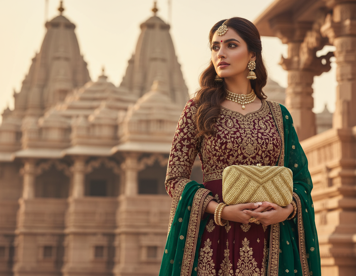 Gold Pearl beaded Sequence Clutch