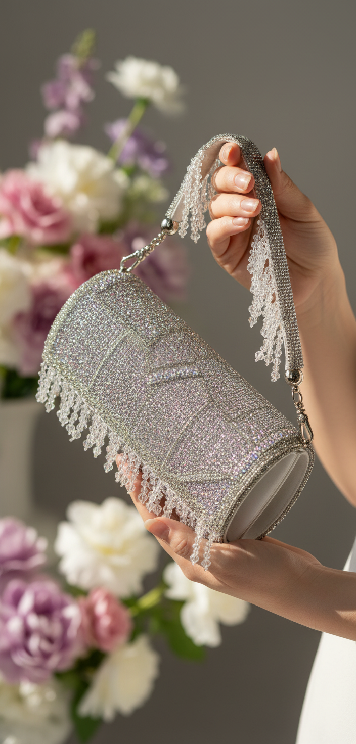 Silver Multicolor Round Bag