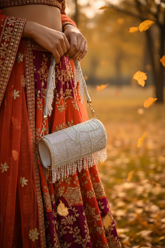Silver Multicolor Round Bag