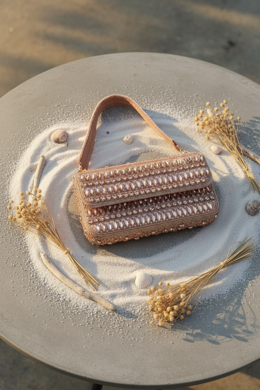 Crystal Sequence Peach Handbag