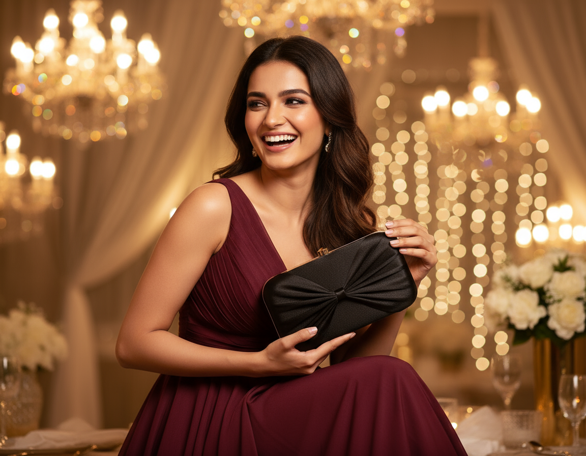 Black Bow Design Clutch