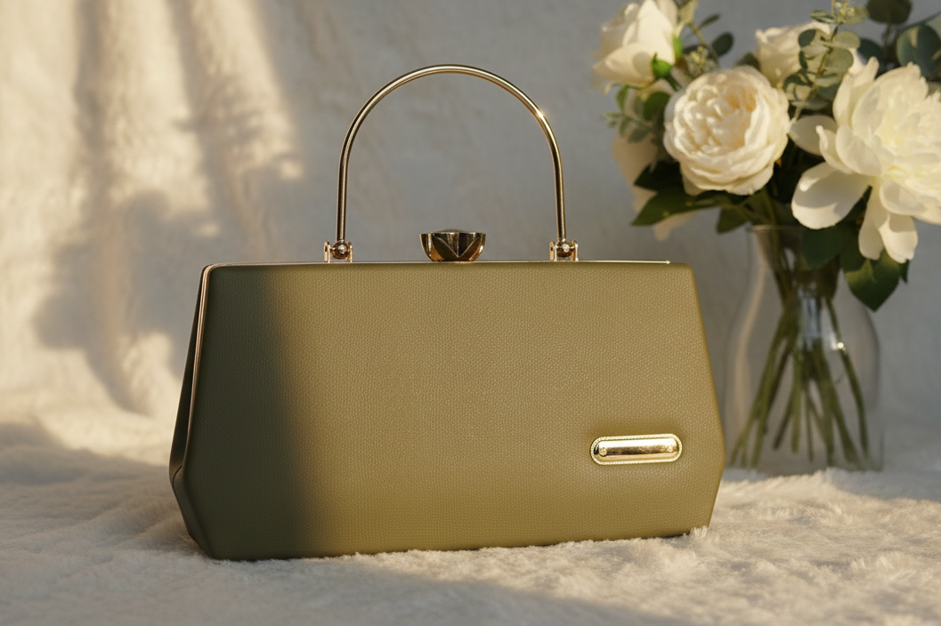 Green Handbag Gold Handle