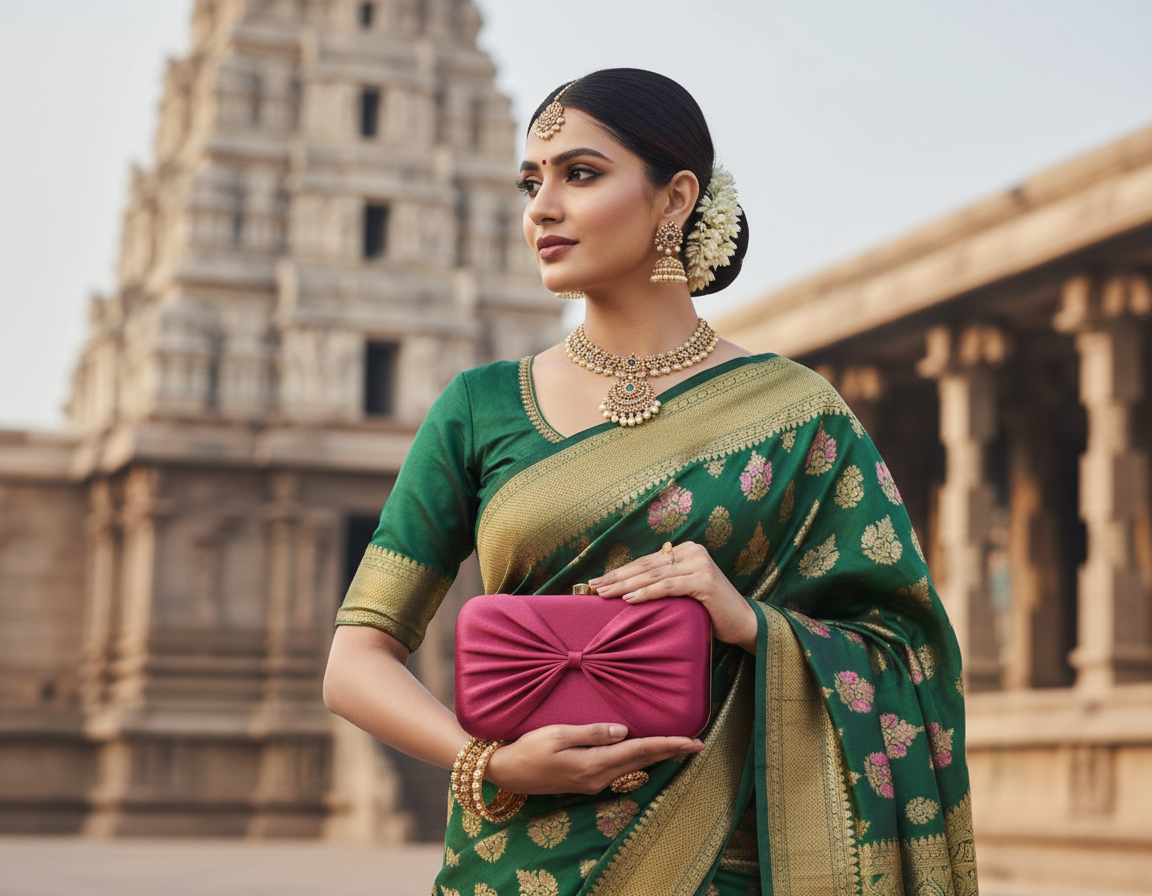 Magenta Bow Design Clutch