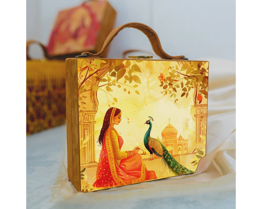 Suitcase Clutch woman peacock Print