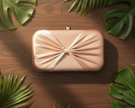 Peach Bow Design Clutch