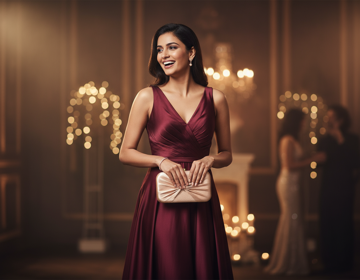 Peach Bow Design Clutch