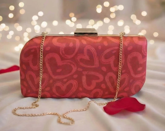 Valentine heart printed Clutch