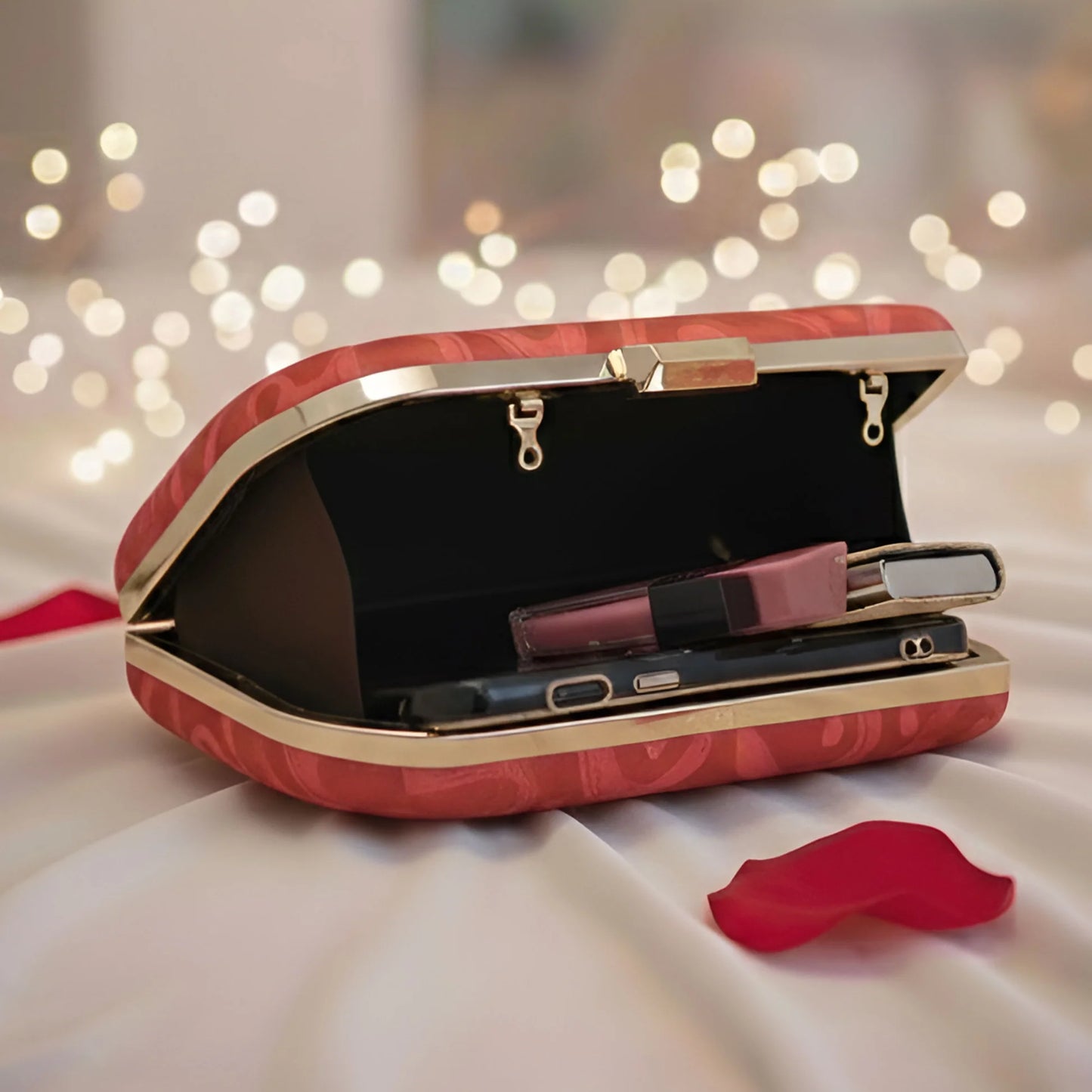 Valentine heart printed Clutch