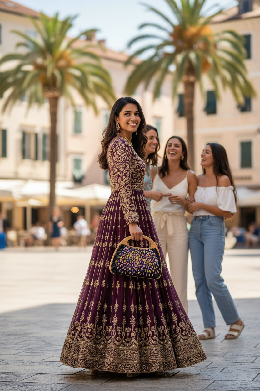 Black Multicolor Beaded Handbag