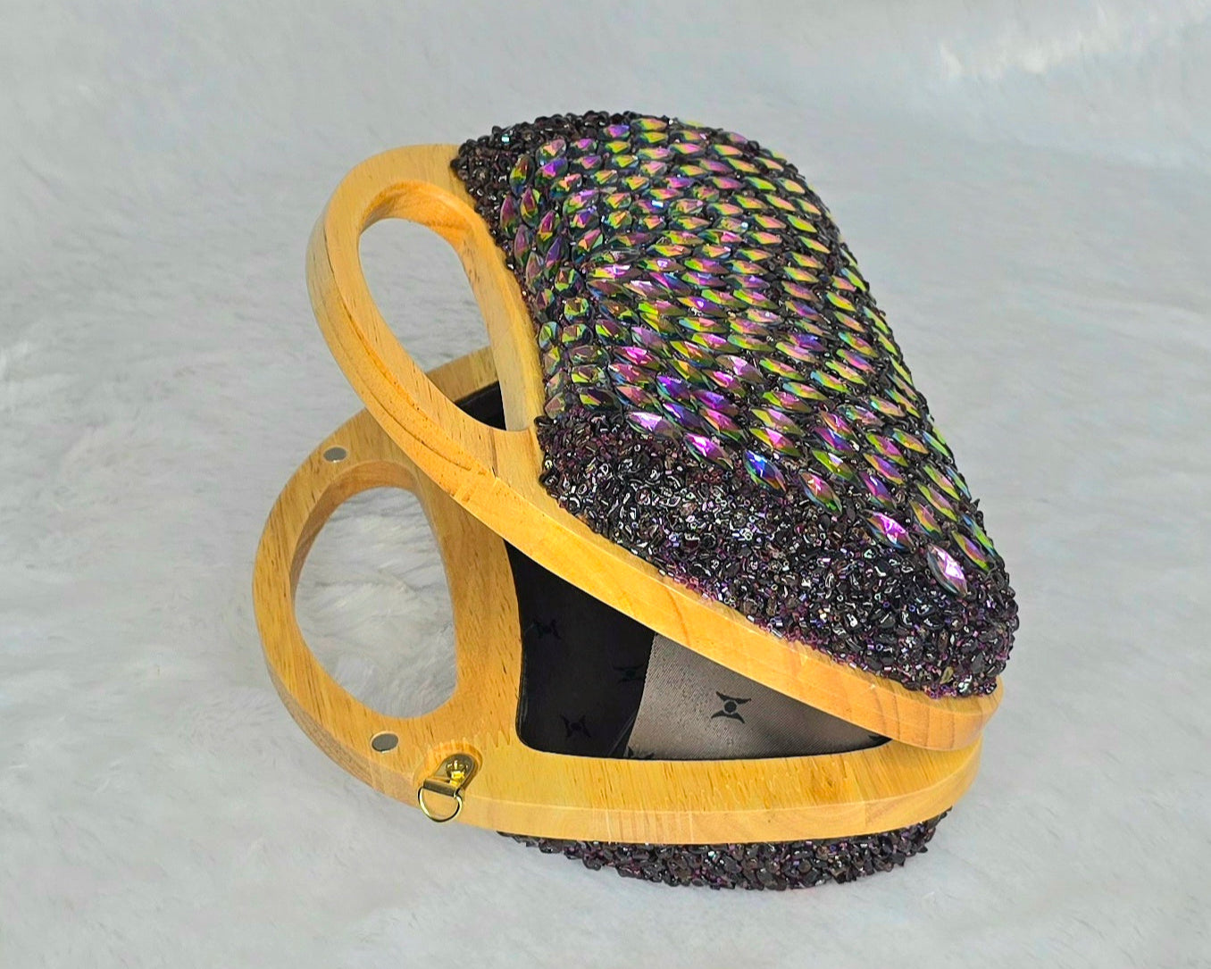 Black Multicolor Beaded Handbag