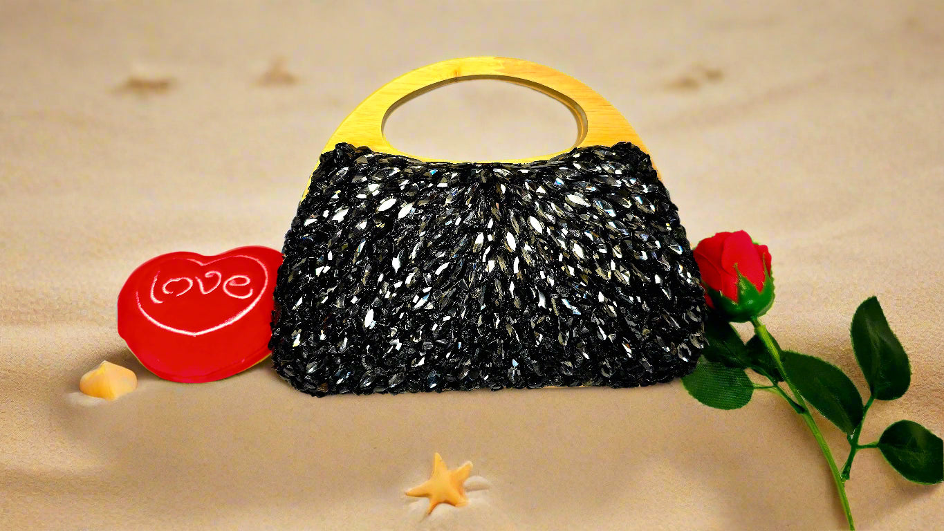 Black Beaded Handbag