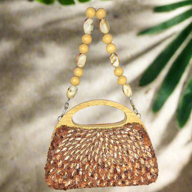 Peach Crystal Beaded handbag