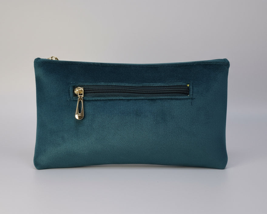 Green Velvet Crystal Flap Bag