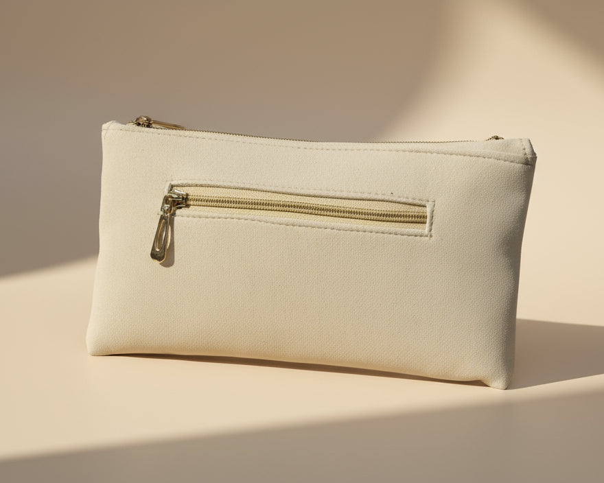 Cream Velvet Crystal Flap Bag