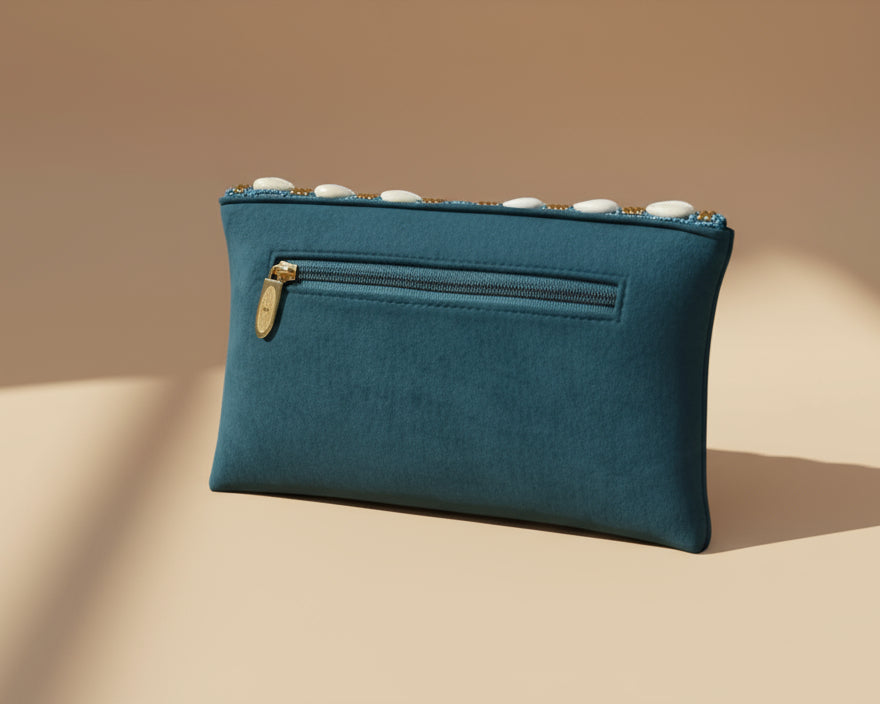 Green Shell Beaded Flap Bag