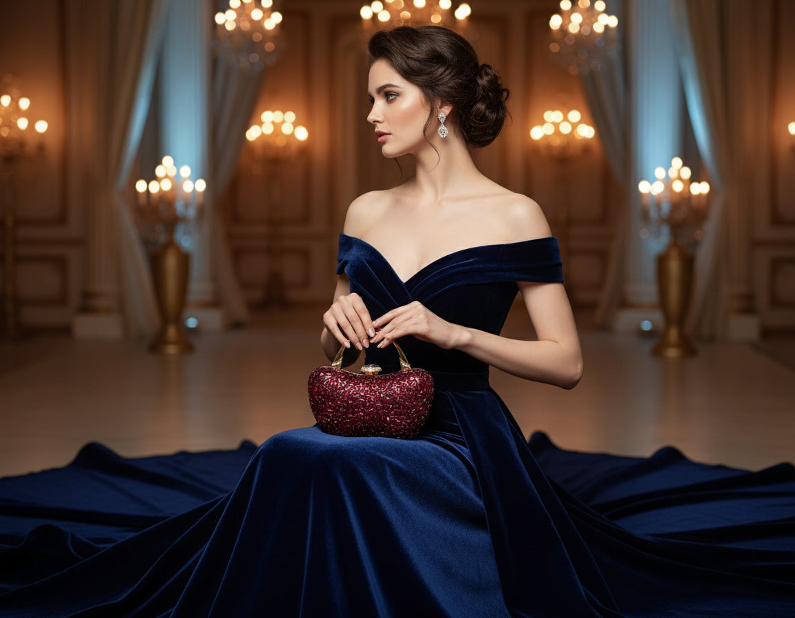 Red Crystal Embellished Clutch