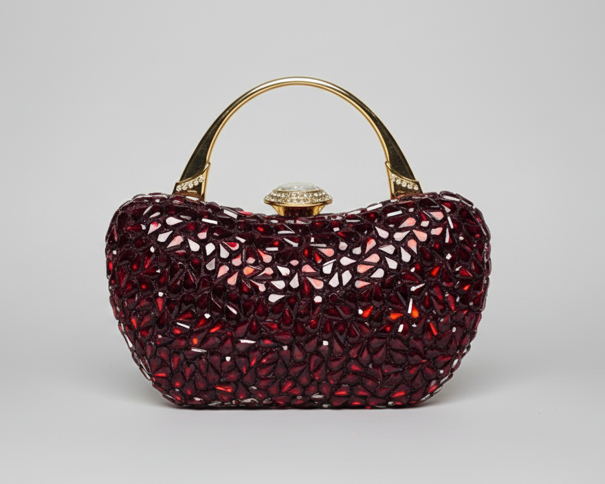 Red Crystal Embellished Clutch