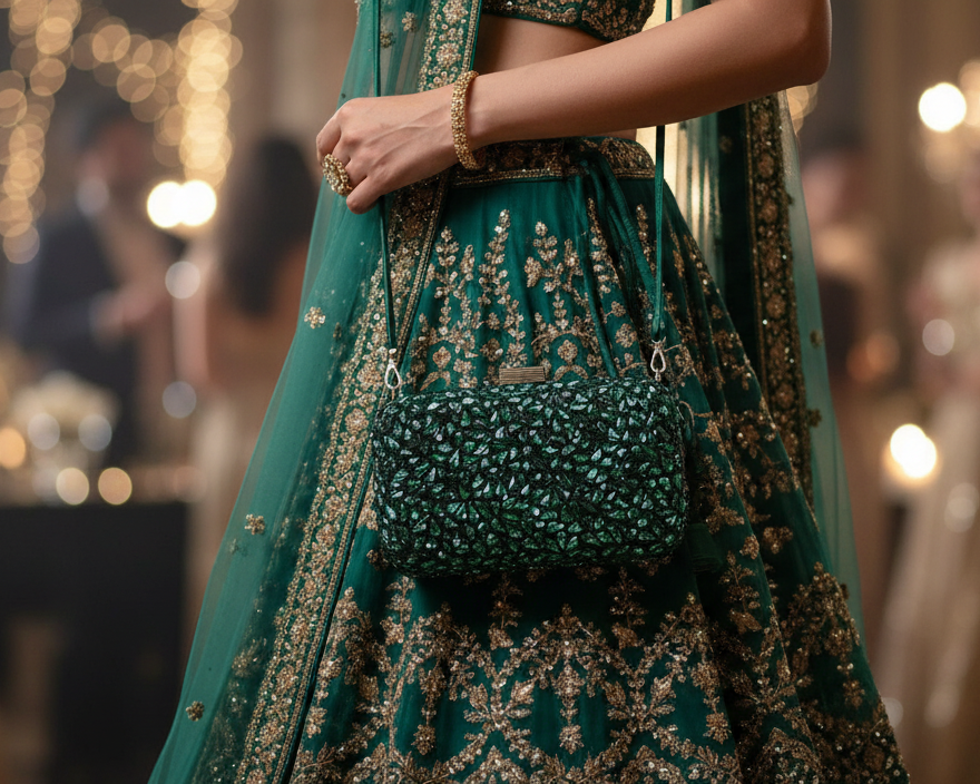 Green crystal clutch