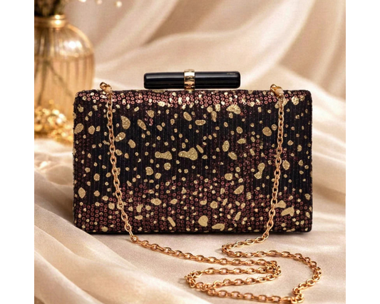 Brown Designer Embroidred Clutch