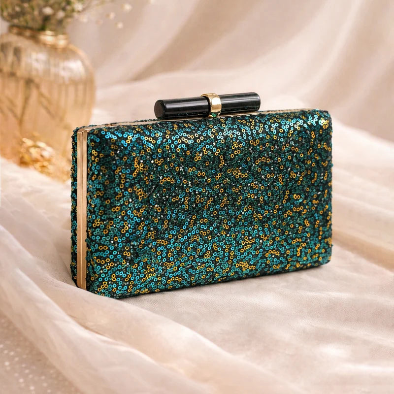 Blue-Green party Sequins Clutch