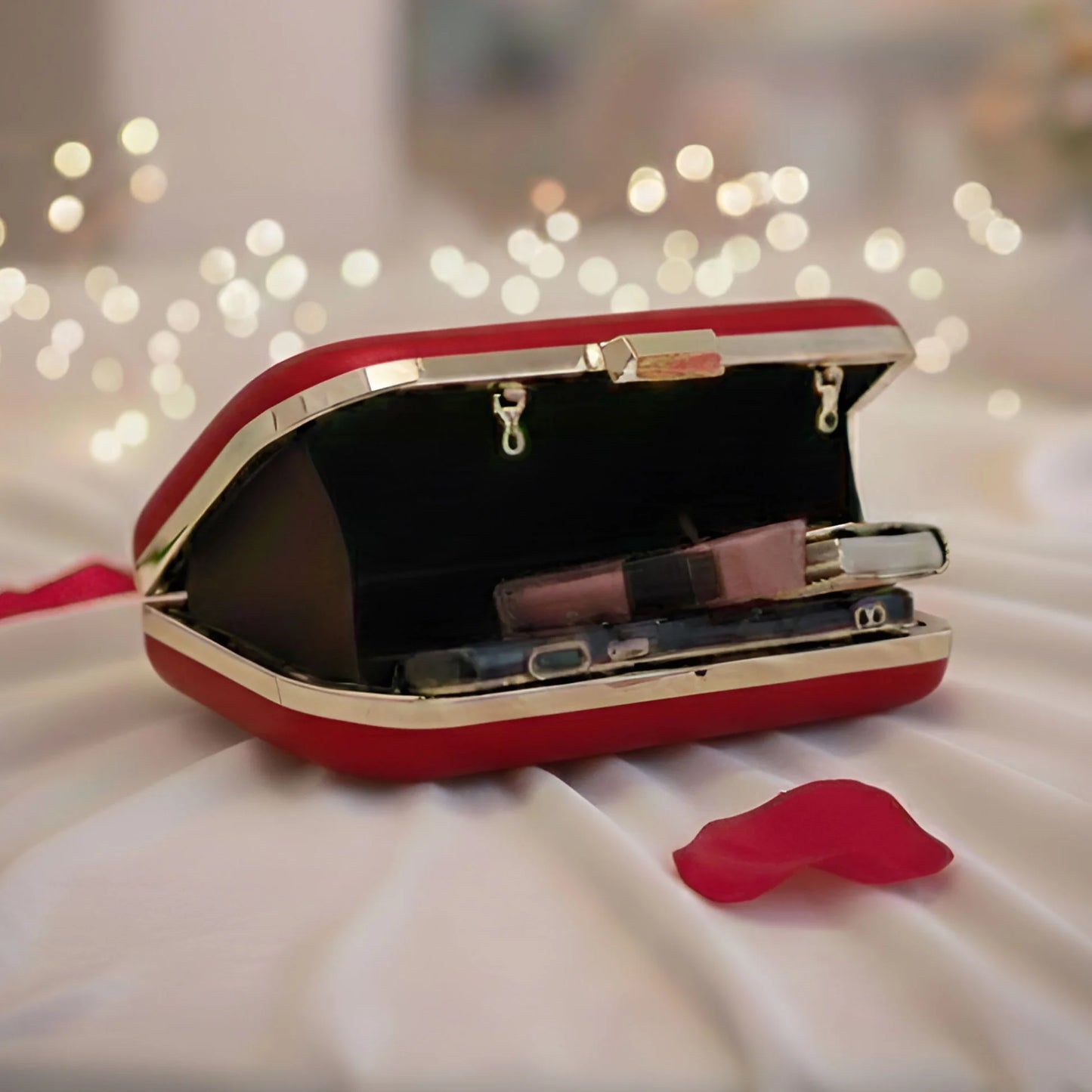 Finger heart design printed Clutch