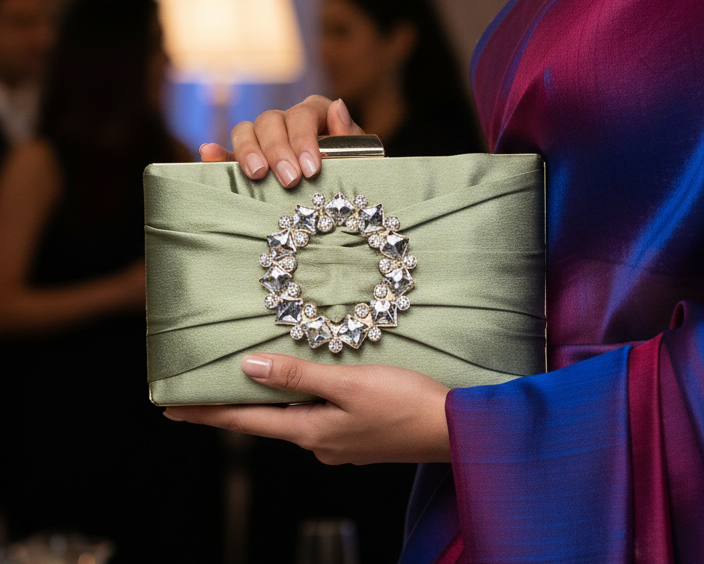 Pista Green Crystal Brochure clutch