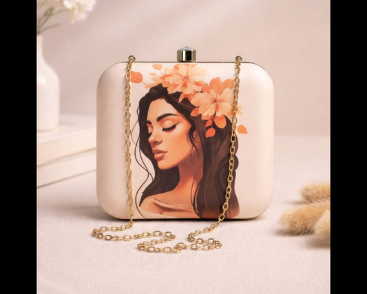Women Print Square Clutch
