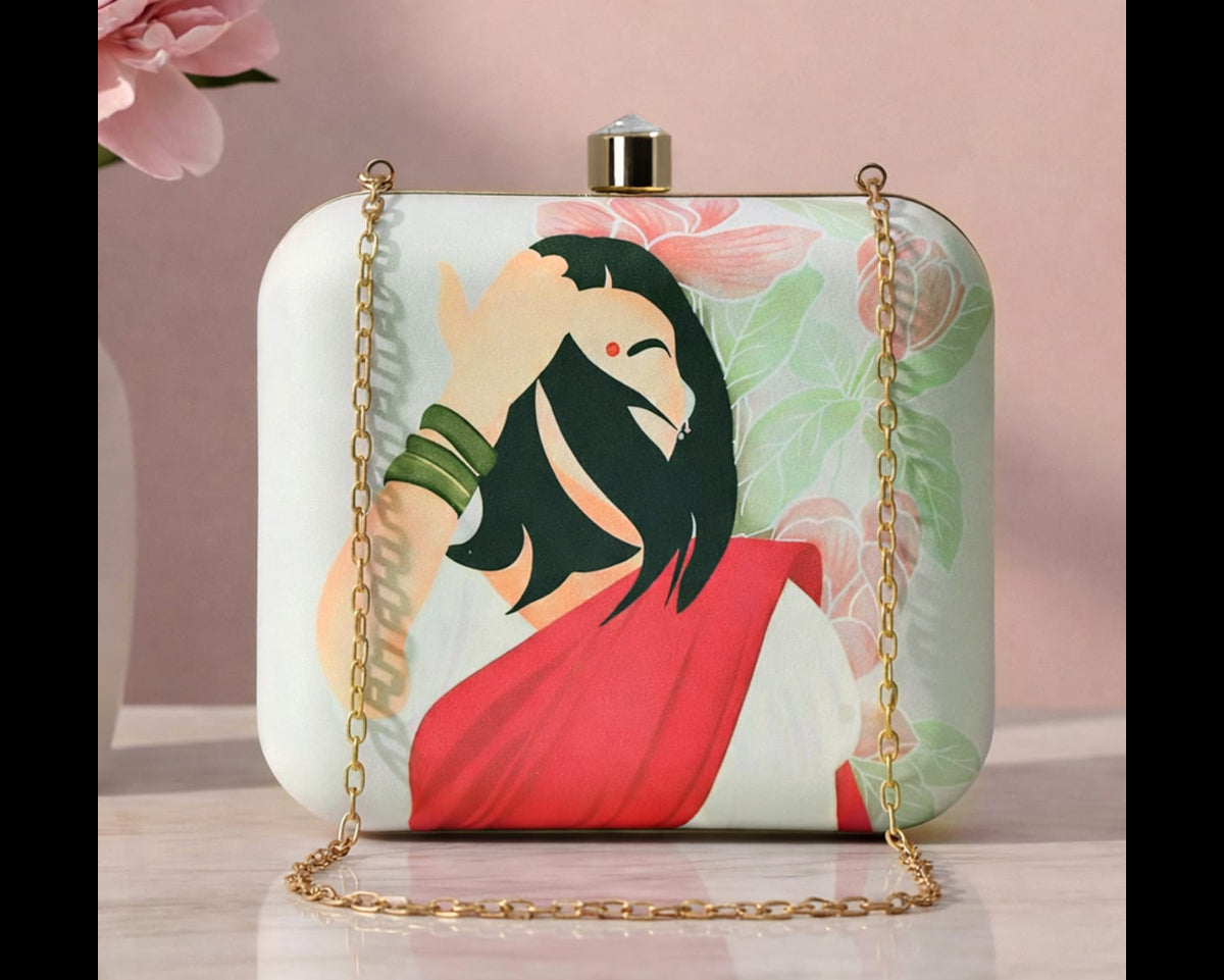 Women Print Square Clutch