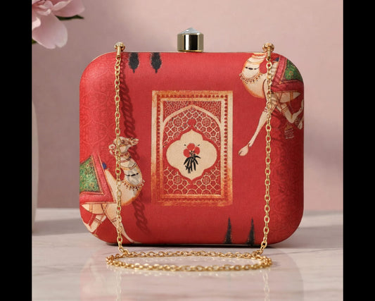 Red Base Art Square Clutch