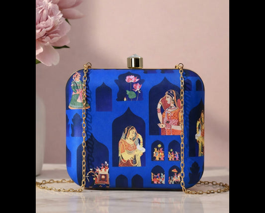 Blue Base Art Square Clutch