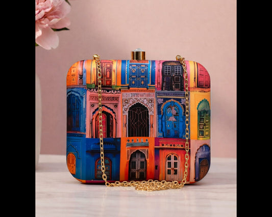 Multicolor Square Clutch