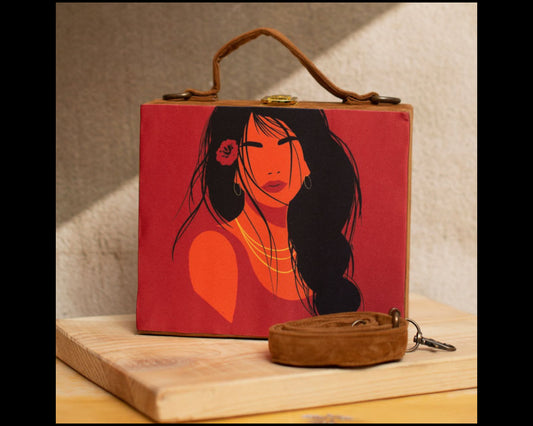 Suitcase Print Clutch with sling