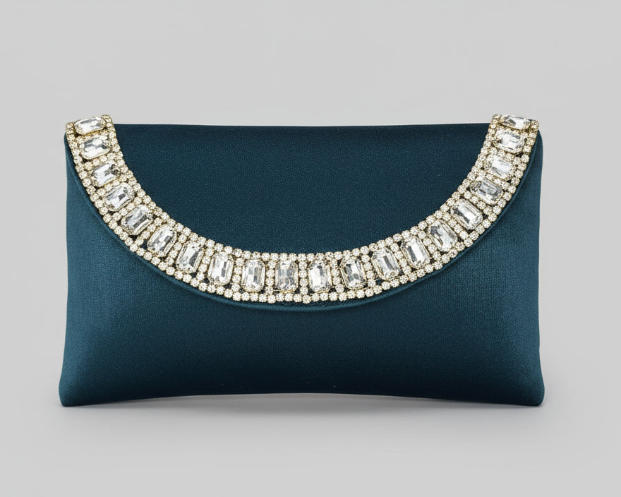 Green Velvet Crystal Flap Bag