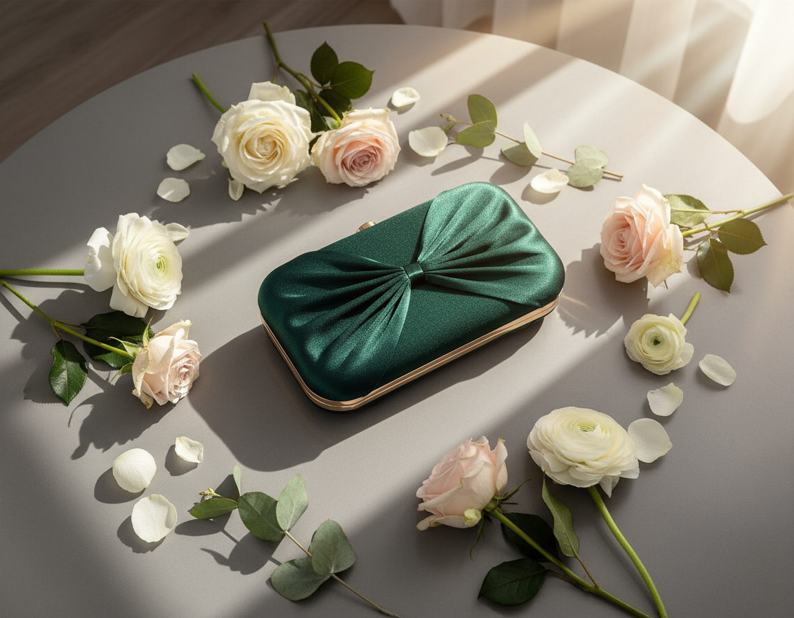 Green Bow Design Clutch