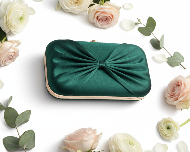 Green Bow Design Clutch