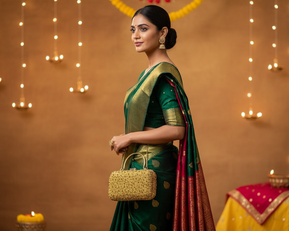 Gold Glitter Beaded Cutch