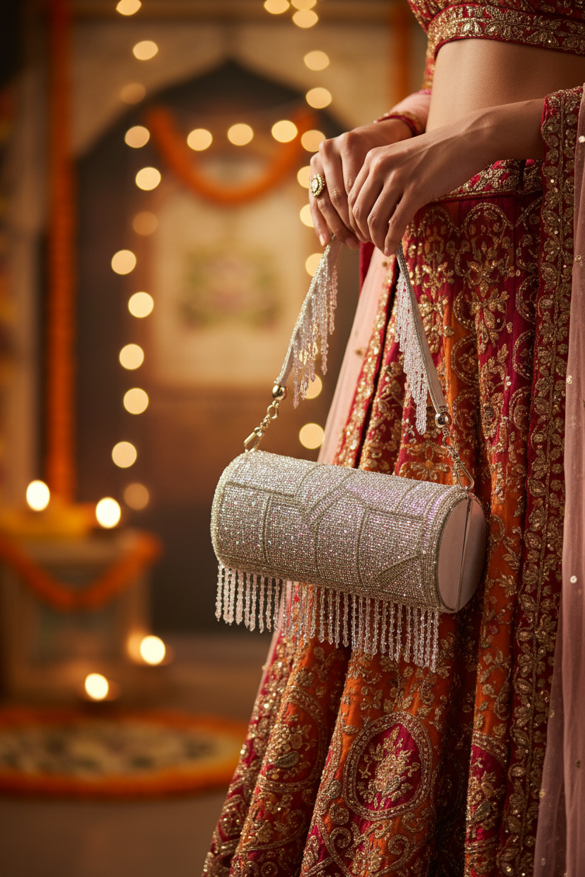 Silver Multicolor Round Bag