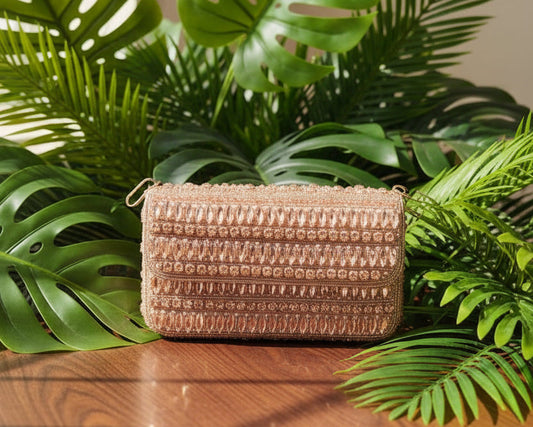 Crystal Sequence Peach Handbag