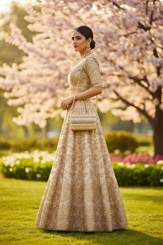 Crystal Sequence Gold Handbag