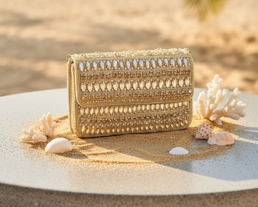 Crystal Sequence Gold Handbag