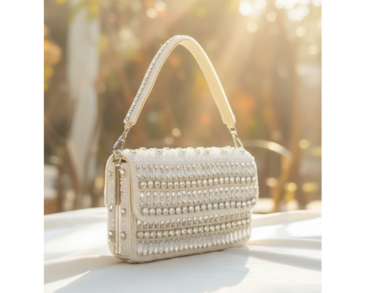 Crystal Sequence White handbag