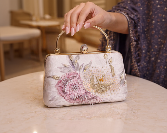 Floral Beads on Lavender Silk